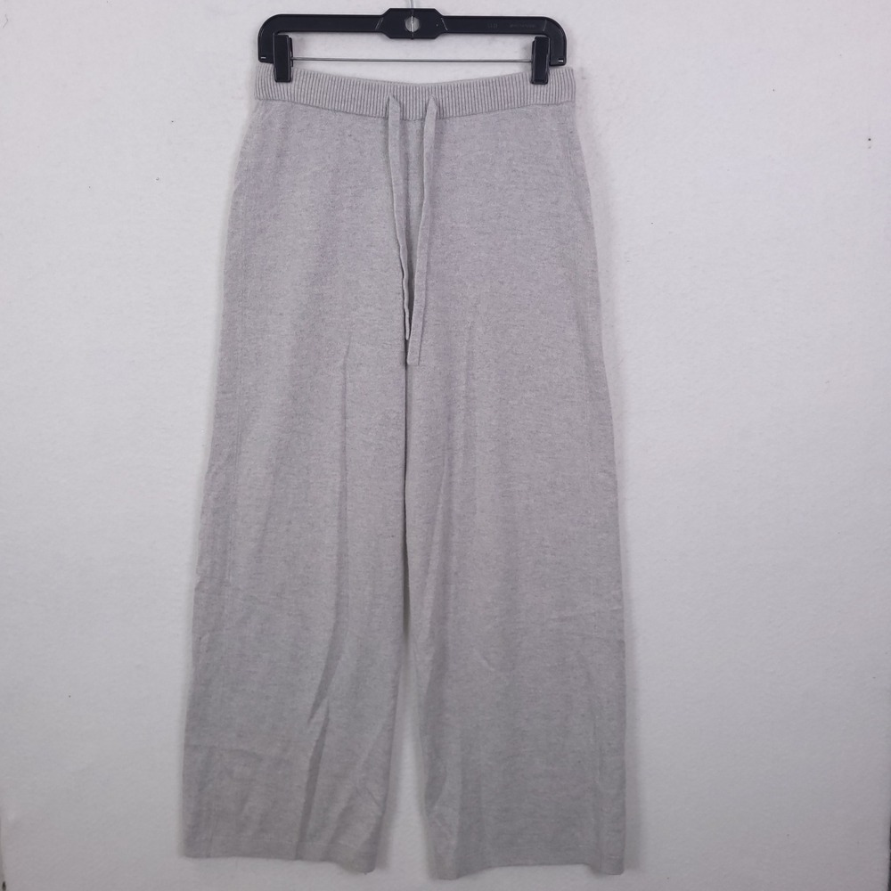 B. Draddy Cashmere Knit Pants Women M Gray Wide Leg Lounge Scottish Cashmere